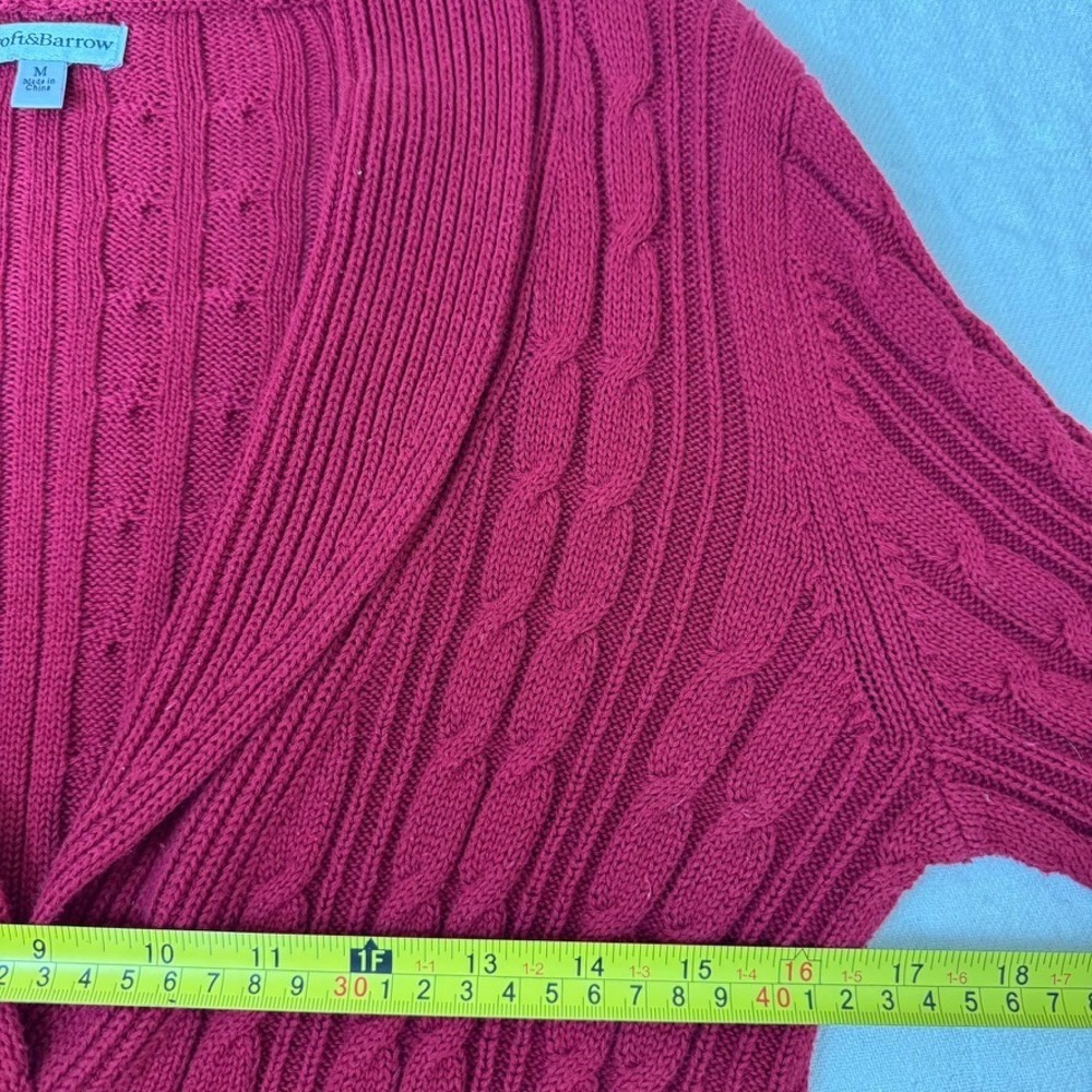 Croft & Barrow Red Cable Knit Cardigan Sweater Womens Sz M Shawl Collar Academia - Picture 7 of 11